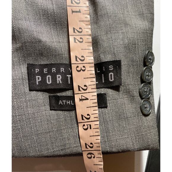 Career Perry Ellis Mens 44L/W36 Wool Blazer Classic Sport Jacket Plaid Gray NWT - Picture 15 of 15
